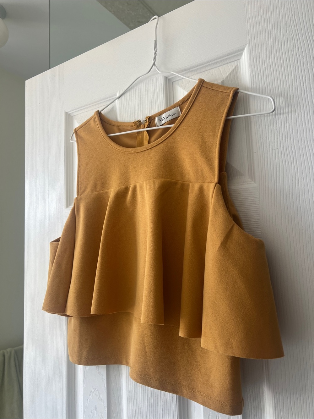 Sleeveless Ruffle Tank Top in Mustard by